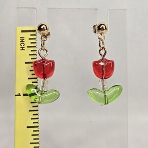 Chic Glass Flower Drop Earrings